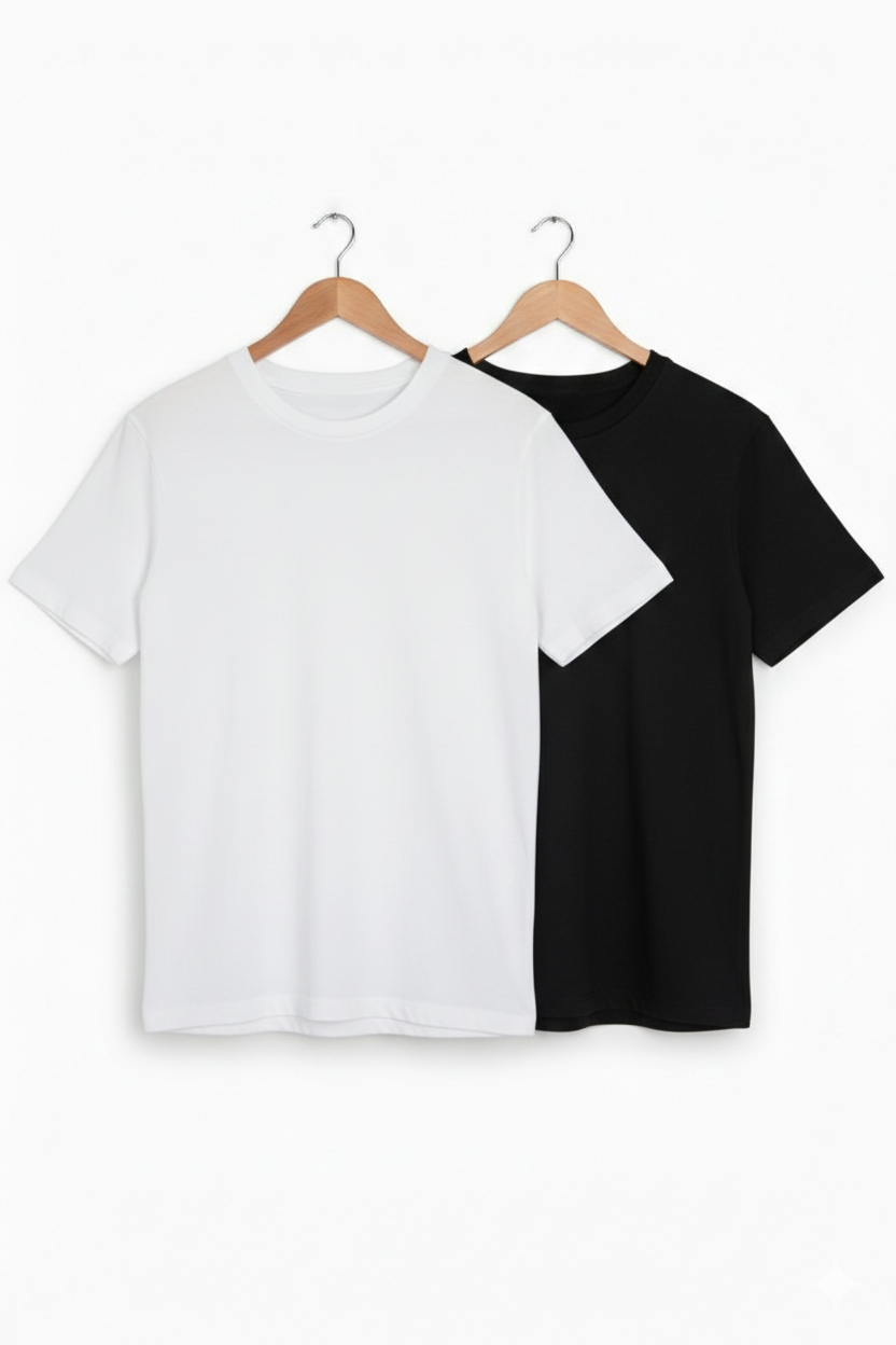 Pack of 2 premium black and white T-Shirt