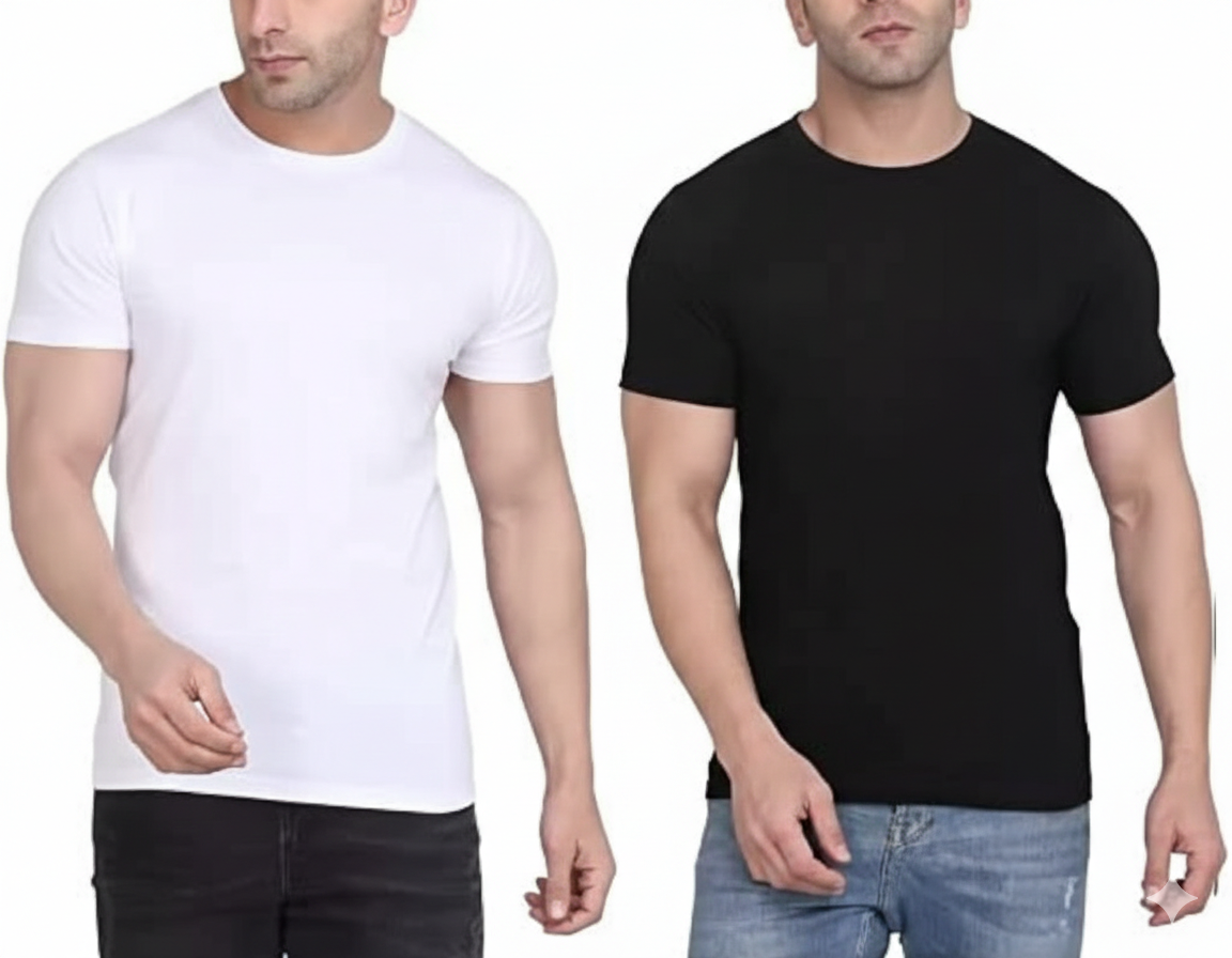 Pack of 2 premium black and white T-Shirt